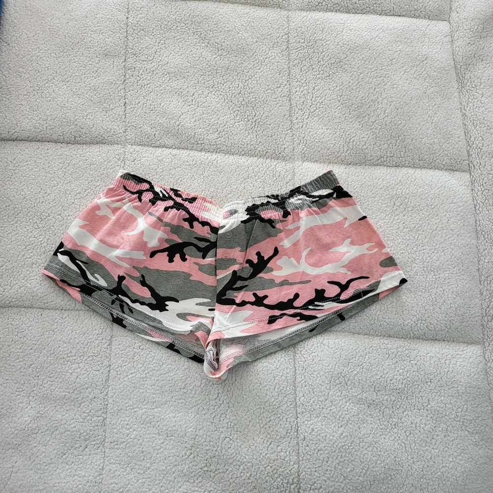 Pink/gray cotton camo boxers, size juniors XL